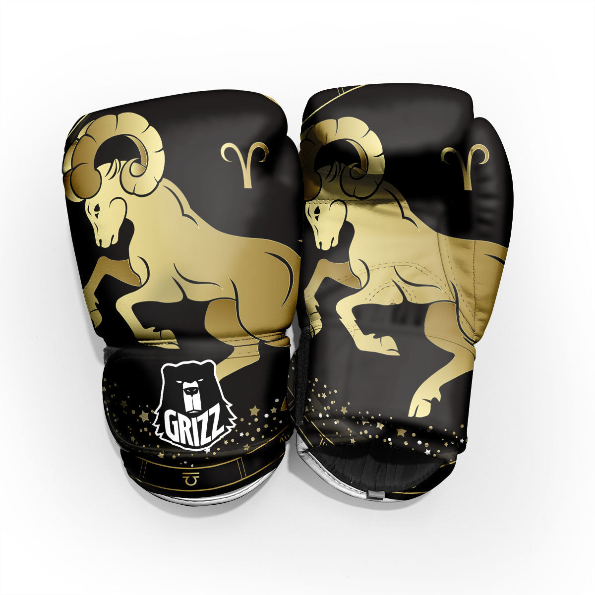 Aries Sign Black And Gold Print Pro Boxing Glove
