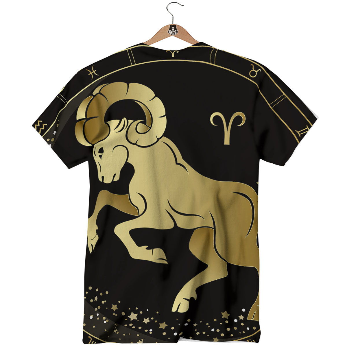 Aries Sign Black And Gold Print T-Shirt-grizzshop