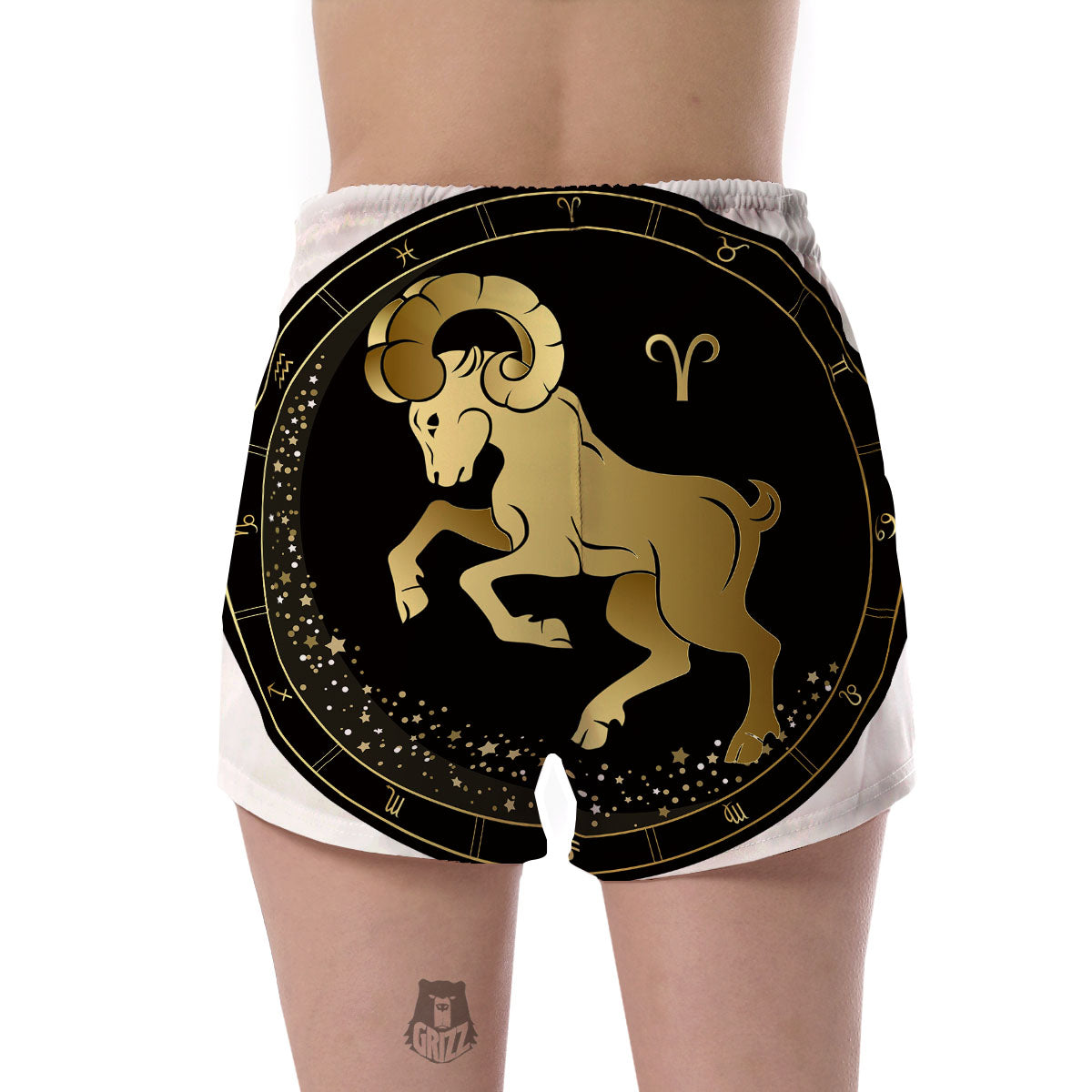 Aries Sign Black And Gold Print Women's Shorts-grizzshop