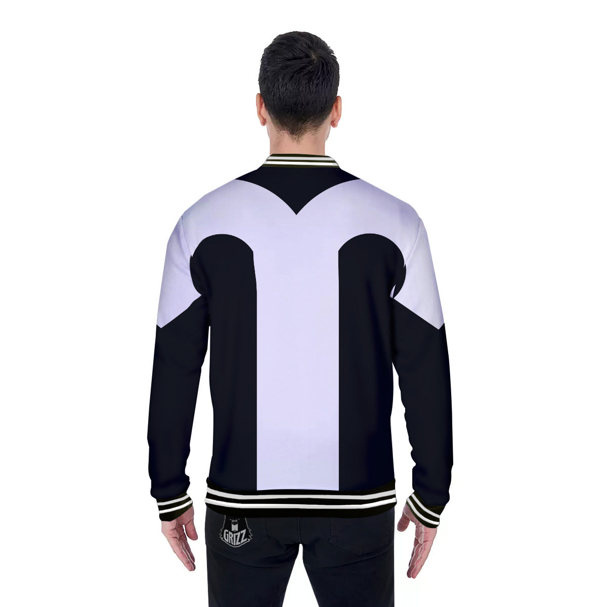 Aries Sign White And Black Print Baseball Jacket-grizzshop