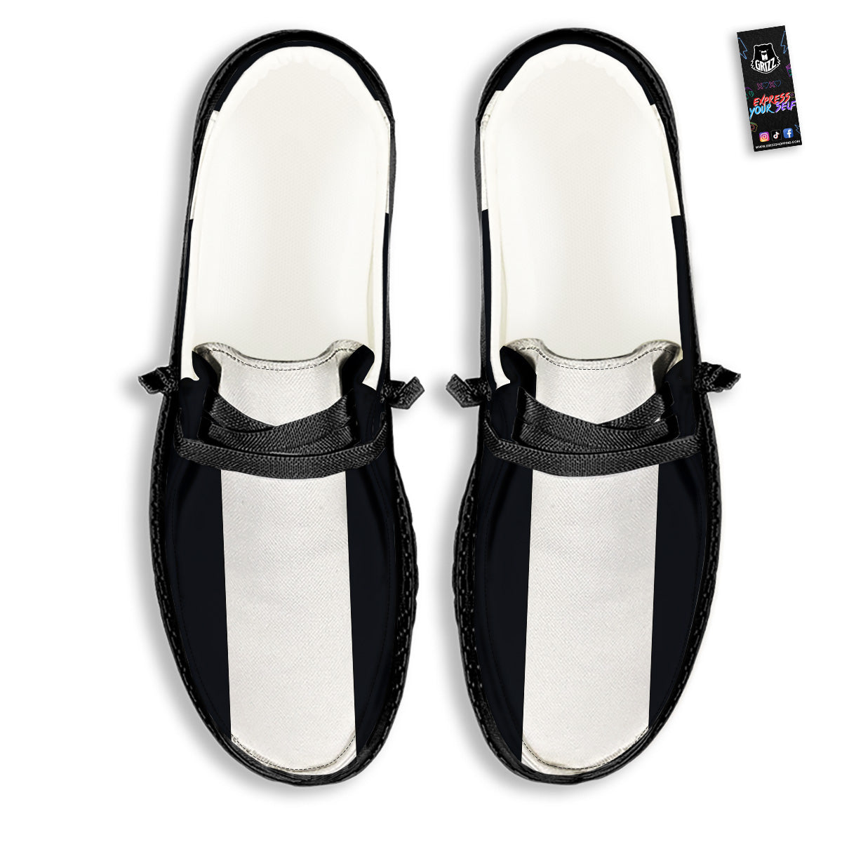 Aries Sign White And Black Print Black Loafers-grizzshop