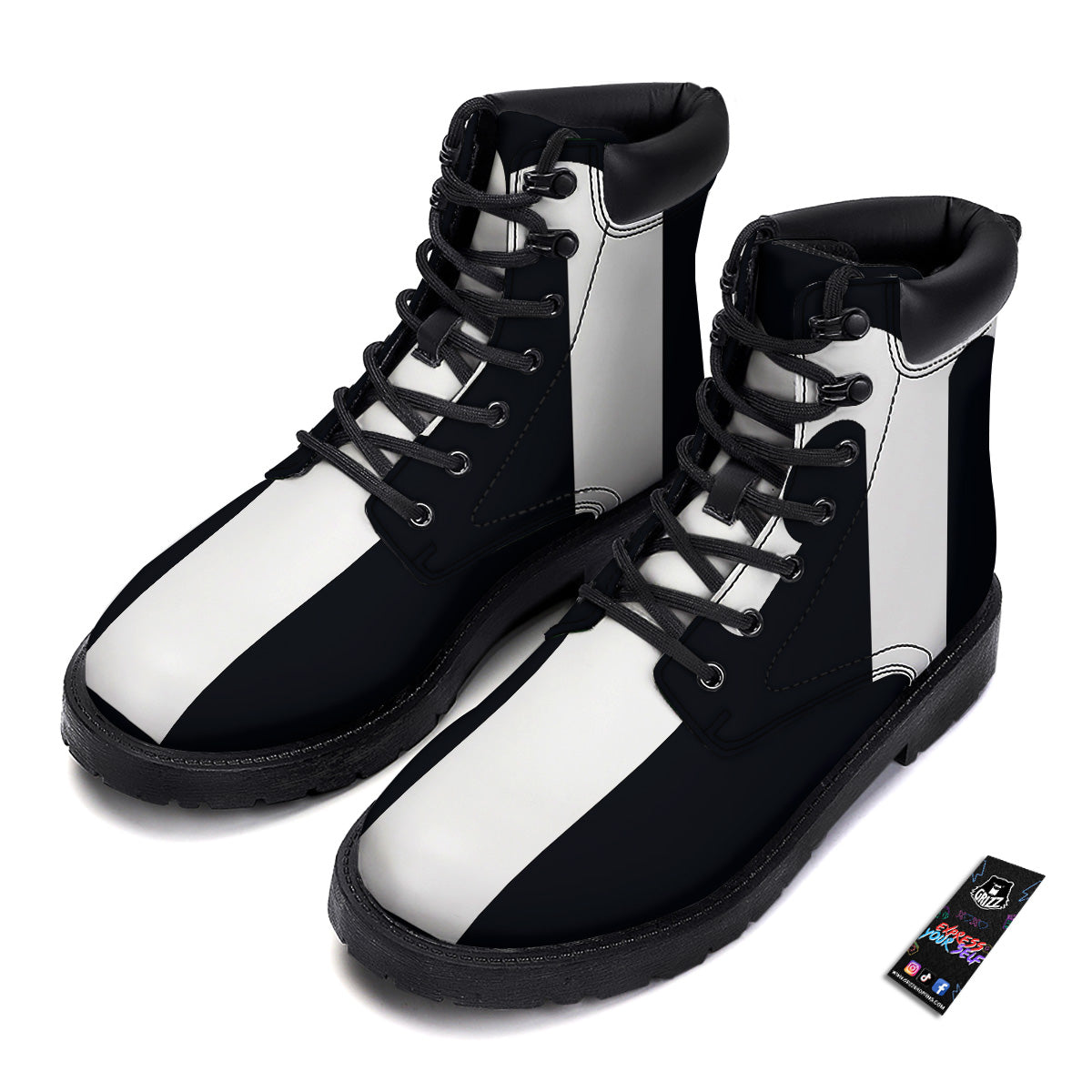 Aries Sign White And Black Print Boots-grizzshop