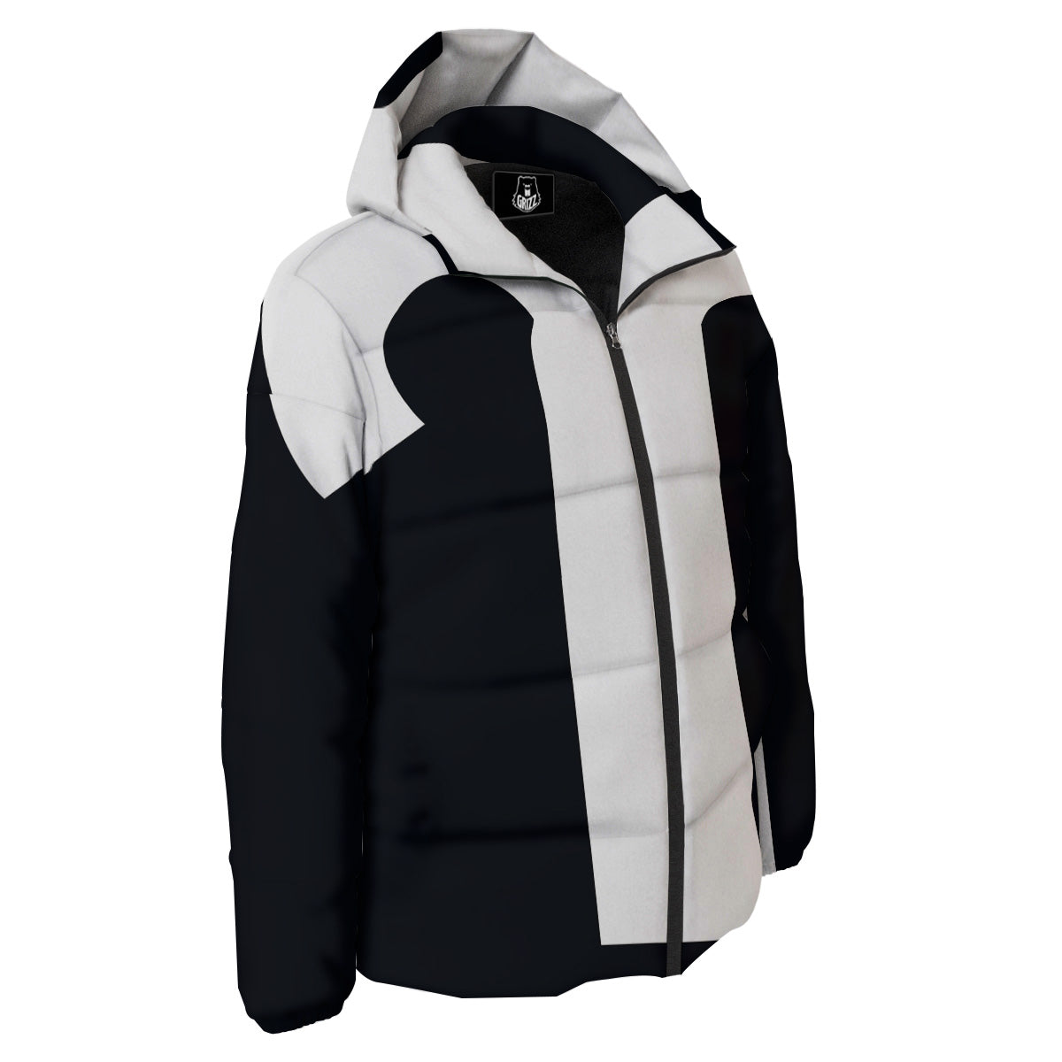 Aries Sign White And Black Print Down Jacket-grizzshop