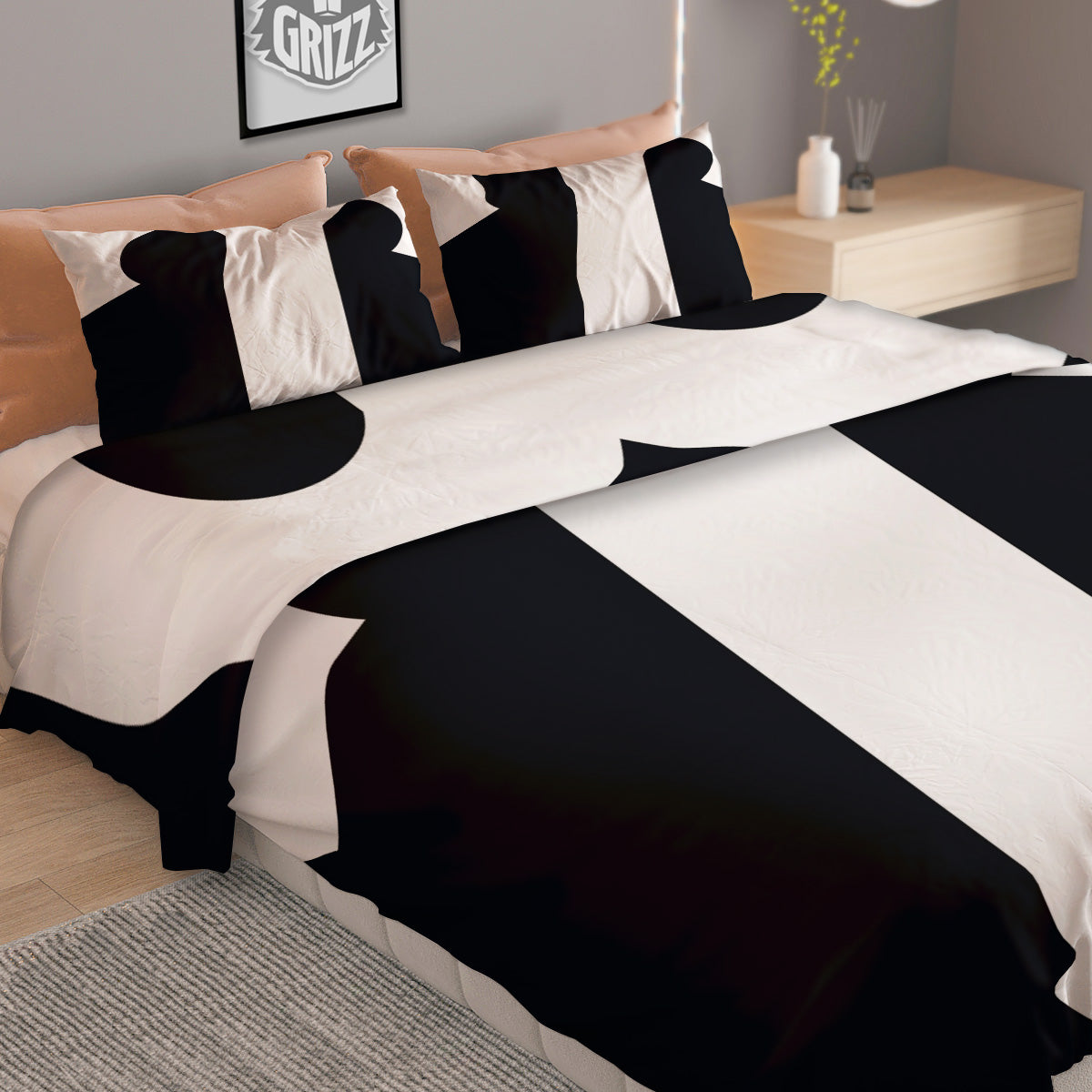 Aries Sign White And Black Print Duvet Cover Bedding Set