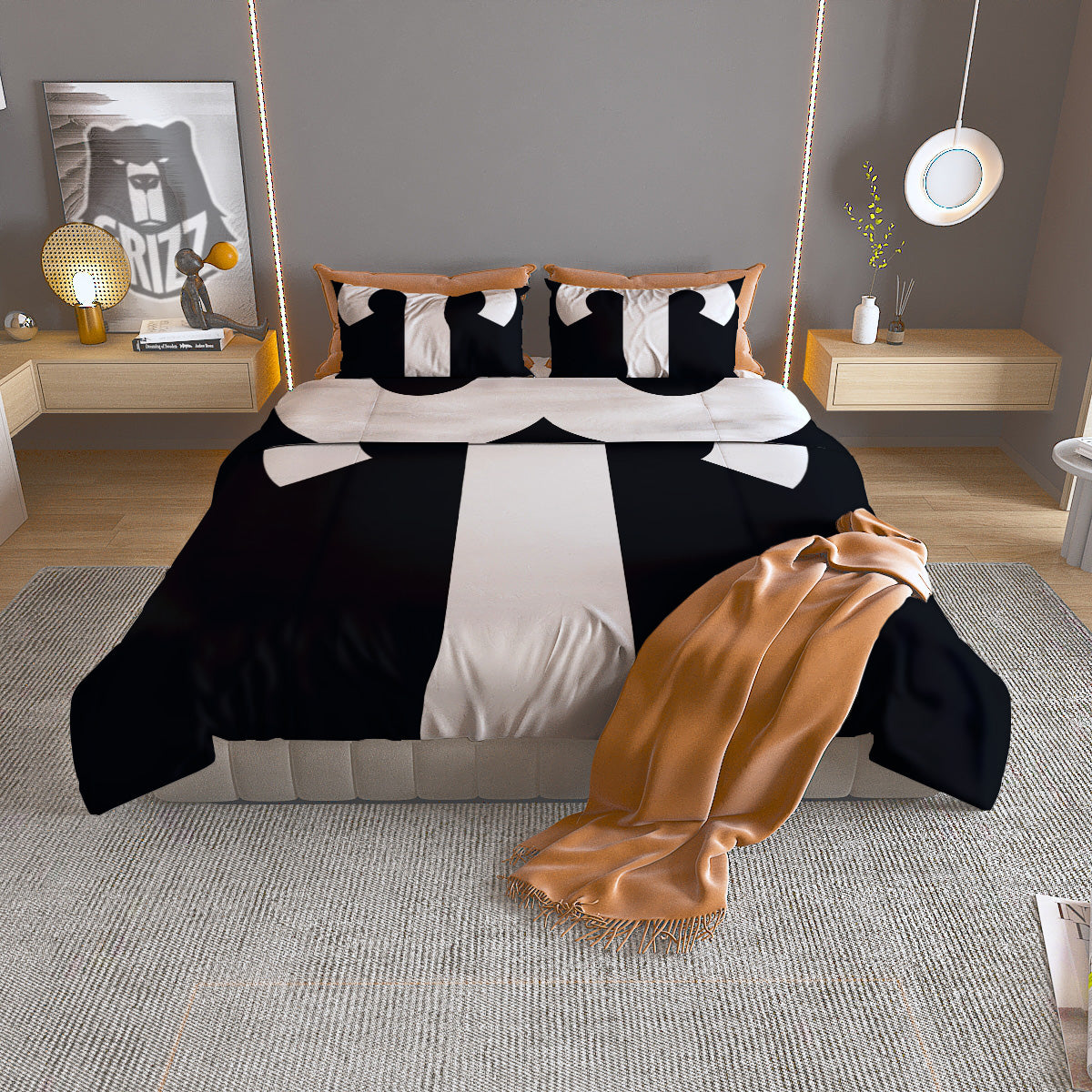 Aries Sign White And Black Print Duvet Cover Bedding Set