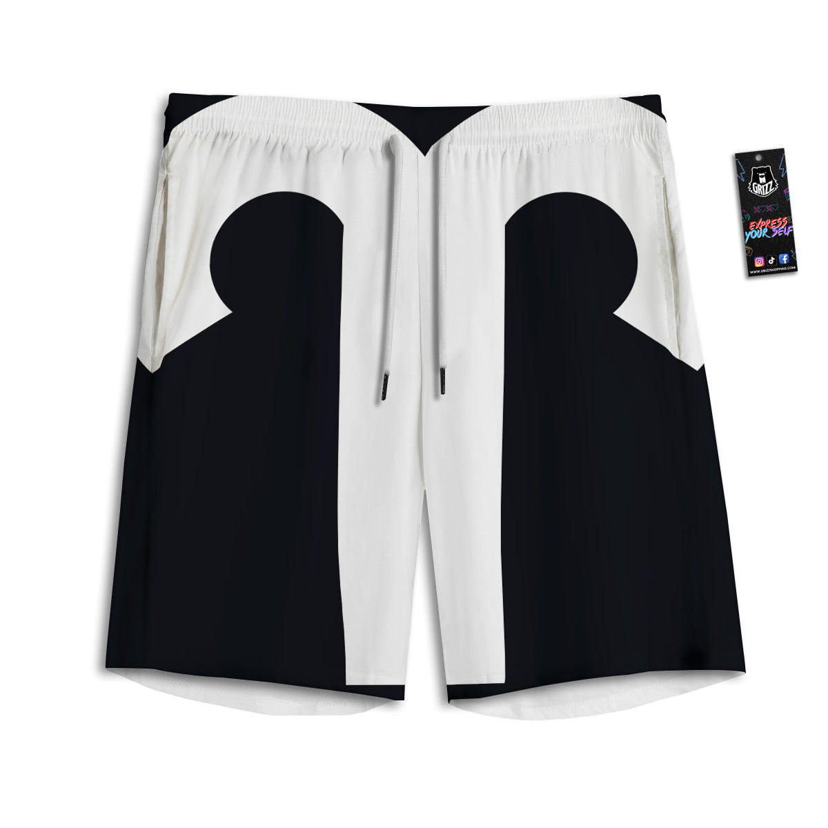 Aries Sign White And Black Print Men's Athletic Shorts