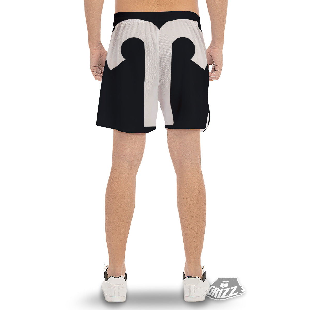 Aries Sign White And Black Print Men's Gym Shorts-grizzshop