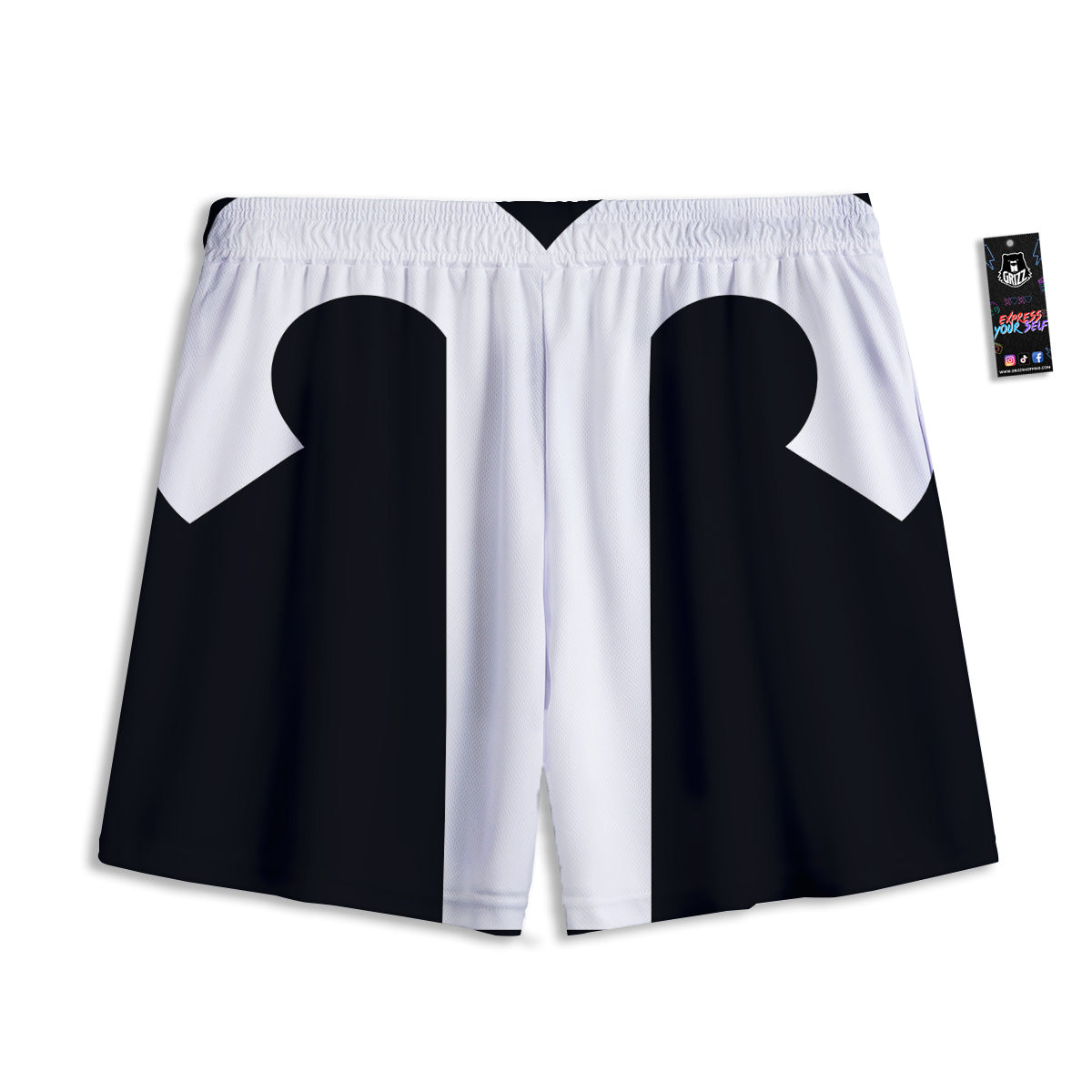 Black Halloween And Orange Argyle Print Mesh Shorts