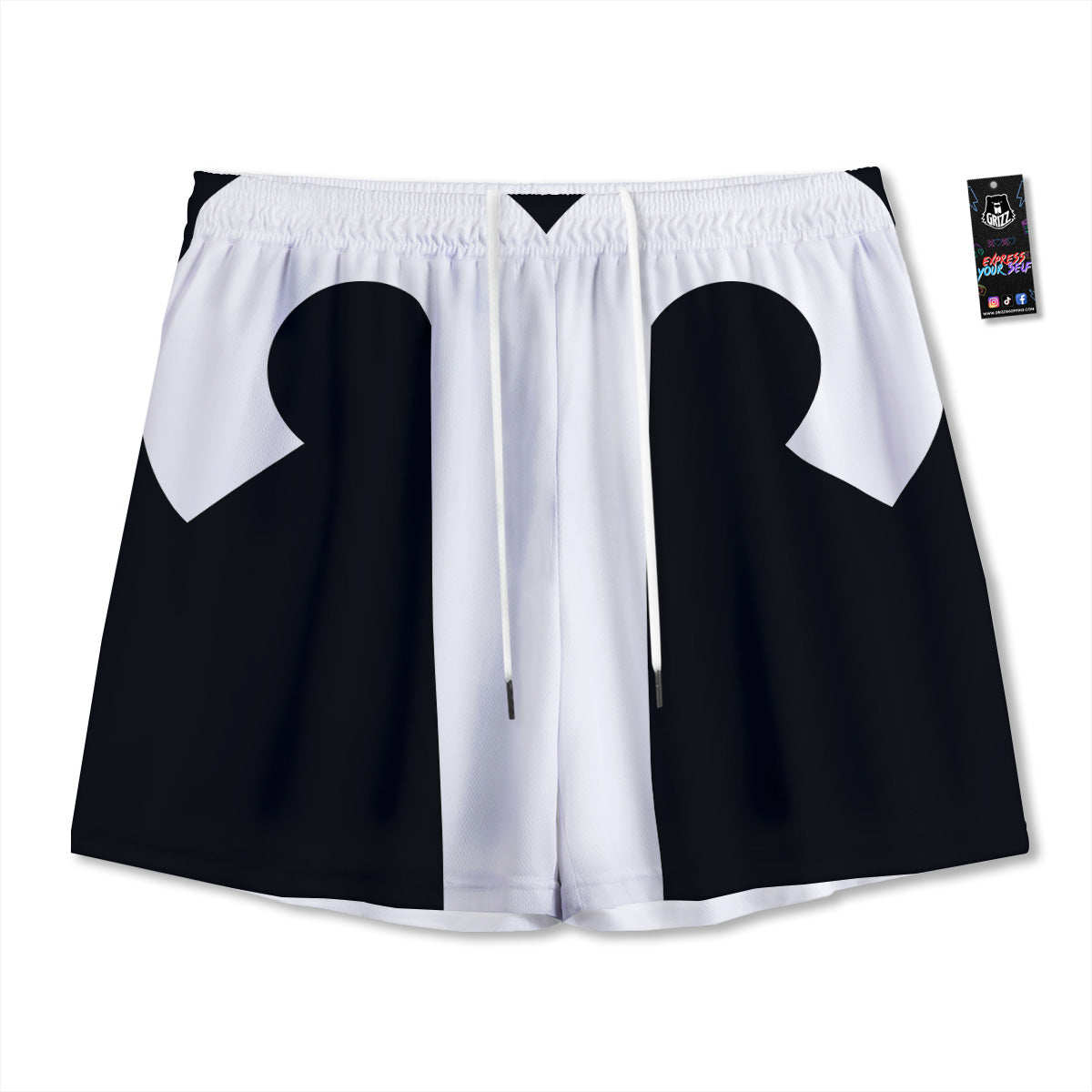 Black Halloween And Orange Argyle Print Mesh Shorts