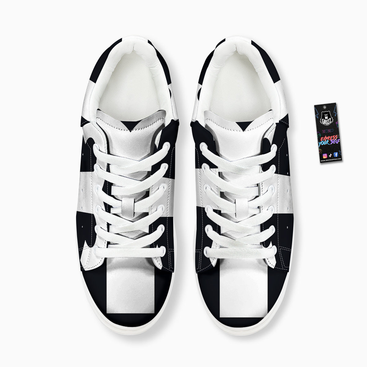 Aries Sign White And Black Print Platform Shoes-grizzshop
