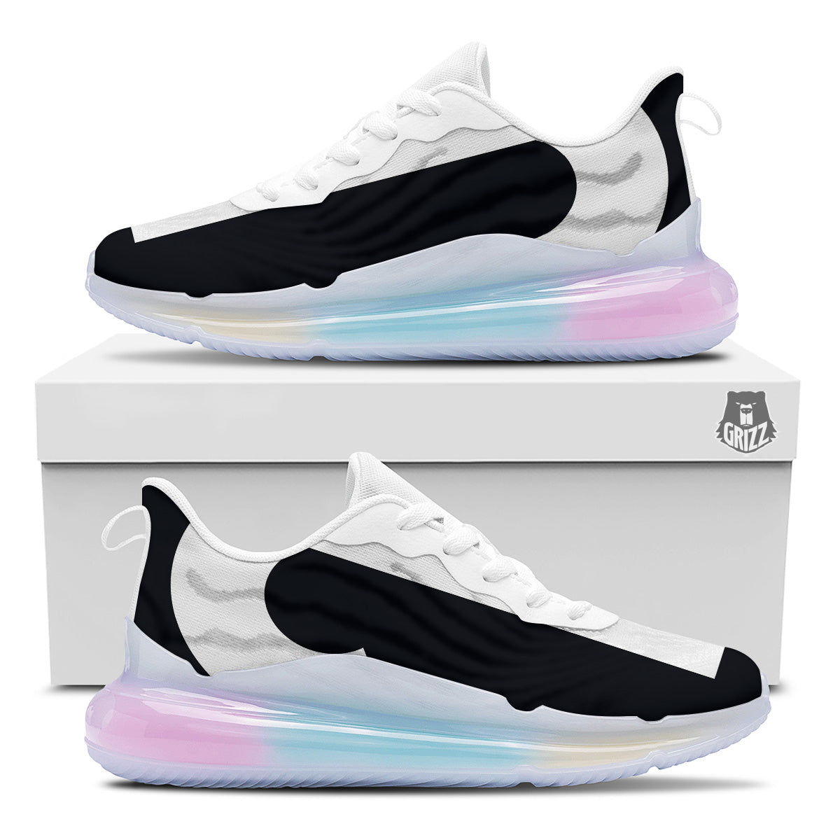 Aries Sign White And Black Print Running Sneakers-grizzshop