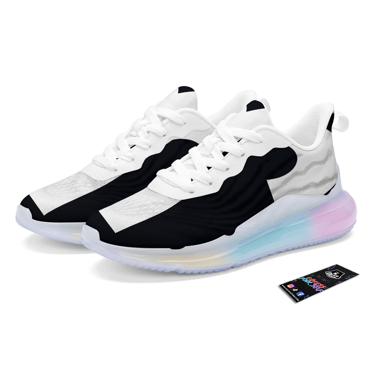 Aries Sign White And Black Print Running Sneakers-grizzshop
