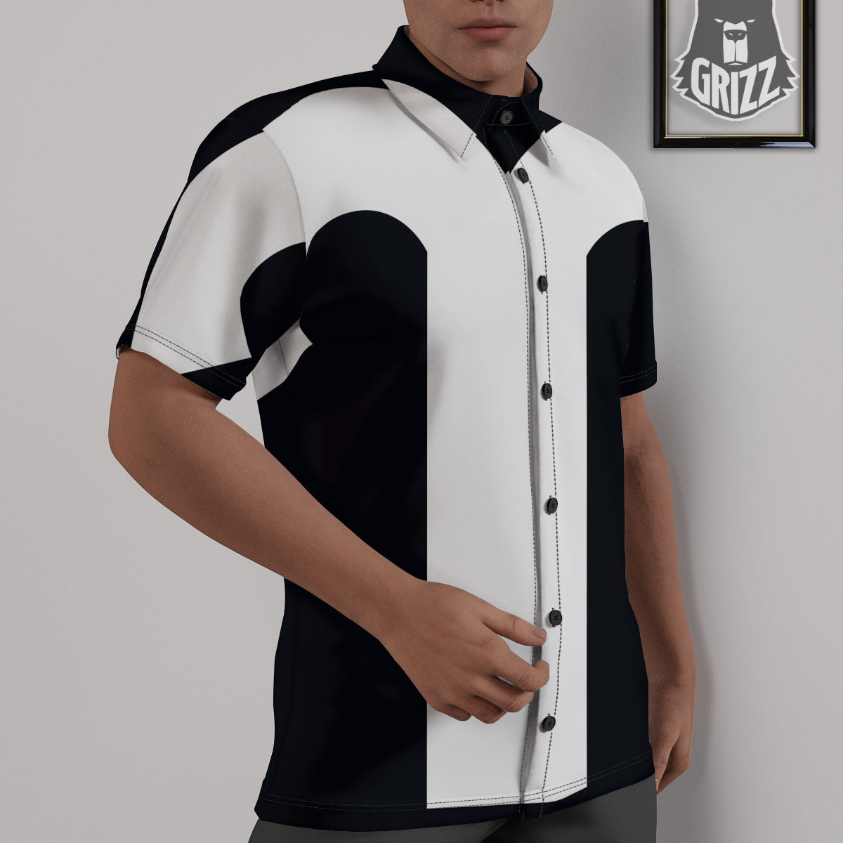 Aries Sign White And Black Print Untucked Shirts-grizzshop