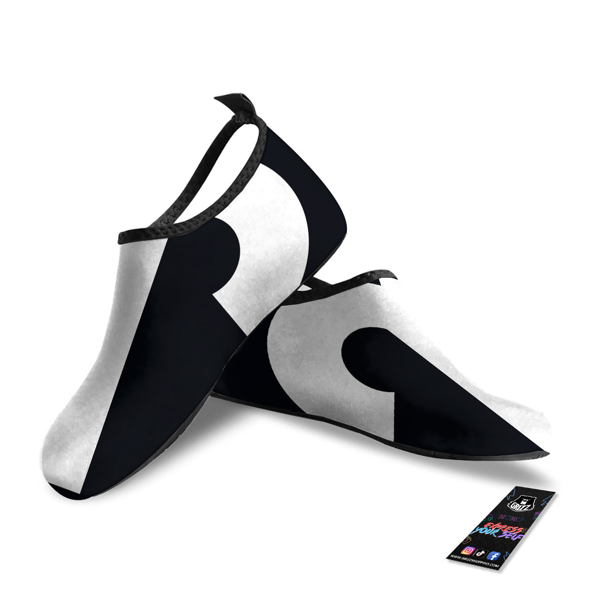 Aries Sign White And Black Print Water Shoes-grizzshop