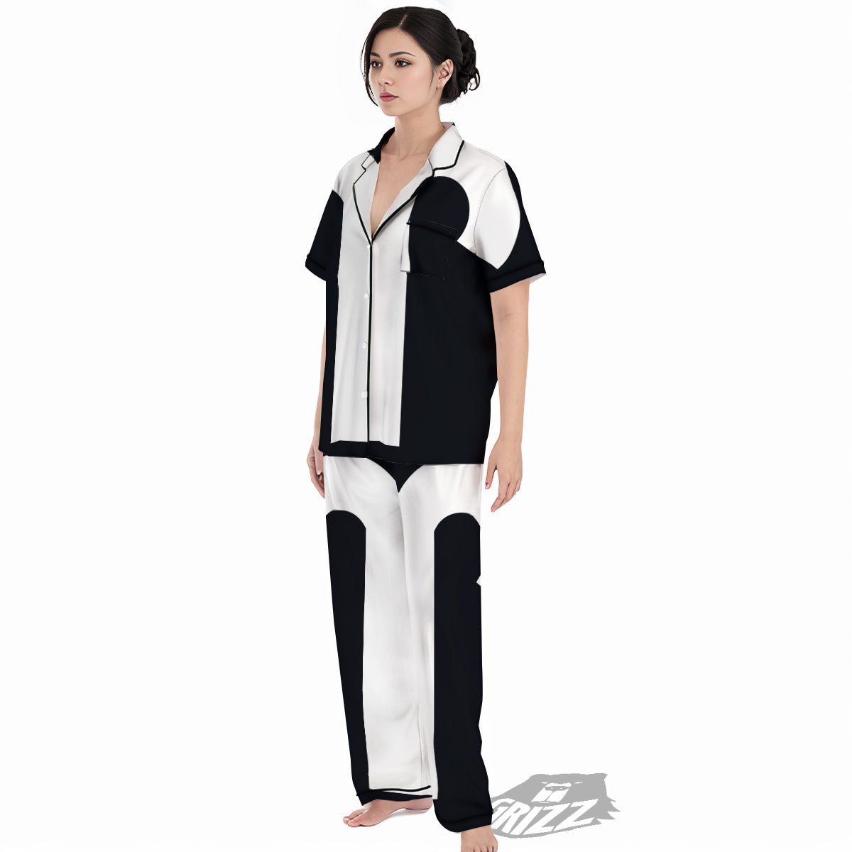 Aries Sign White And Black Print Women's Pajamas Set-grizzshop