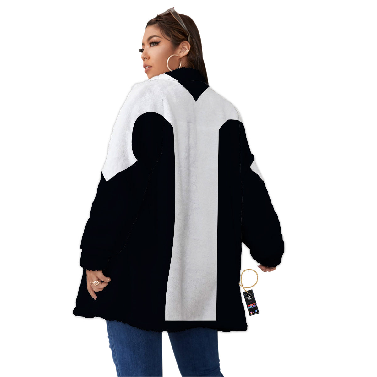 Aries Sign White And Black Print Women's Sherpa Jacket-grizzshop