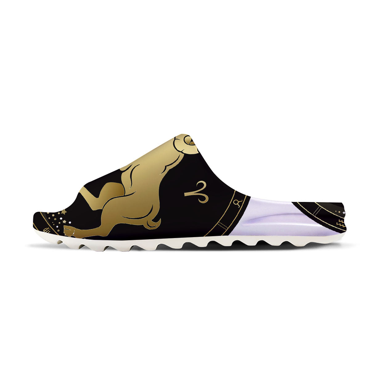 Aries Sign Black And Gold Print Sandals-grizzshop