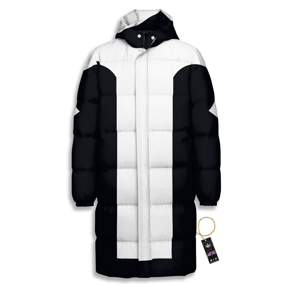 Aries Sign White And Black Print Long Down Jacket