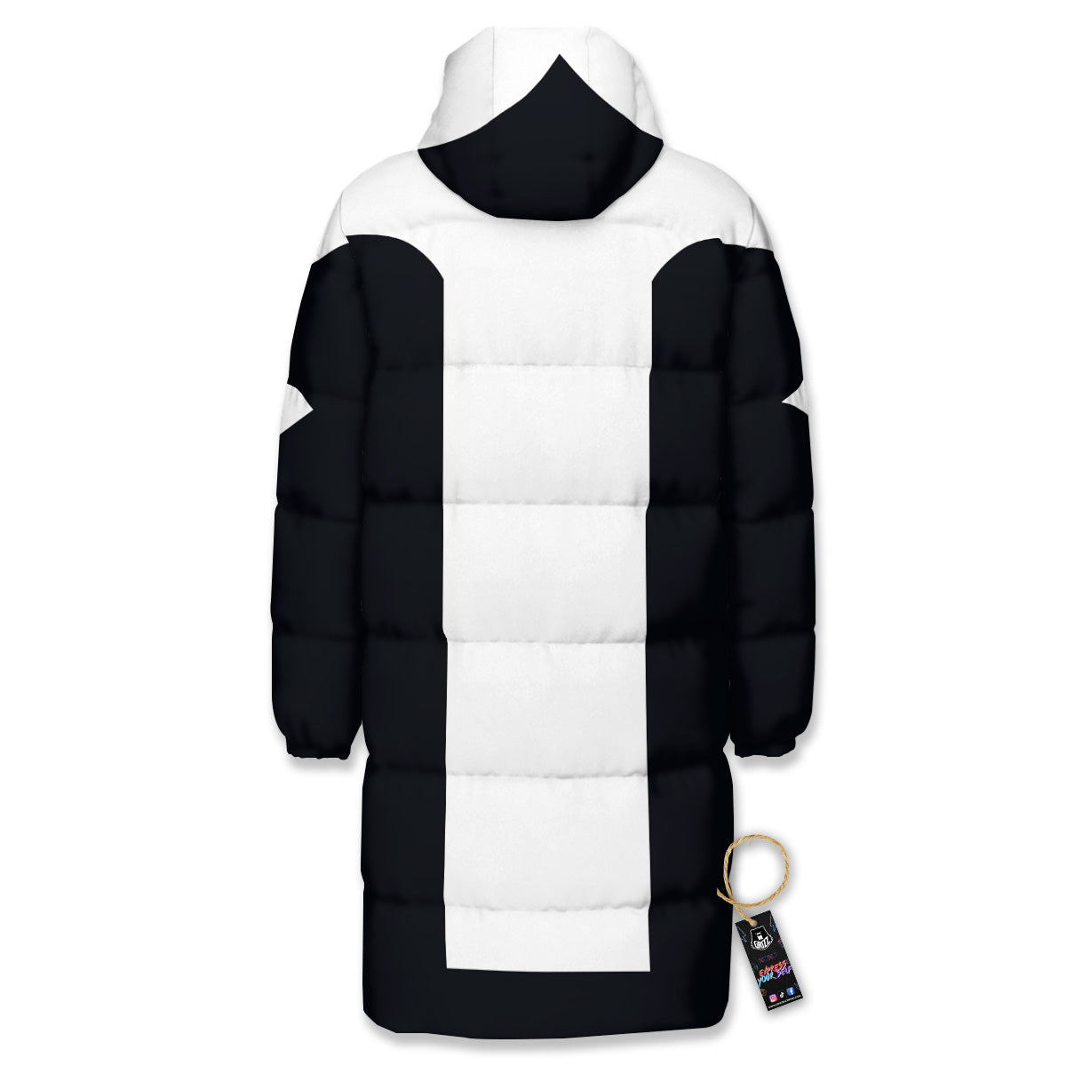 Aries Sign White And Black Print Long Down Jacket