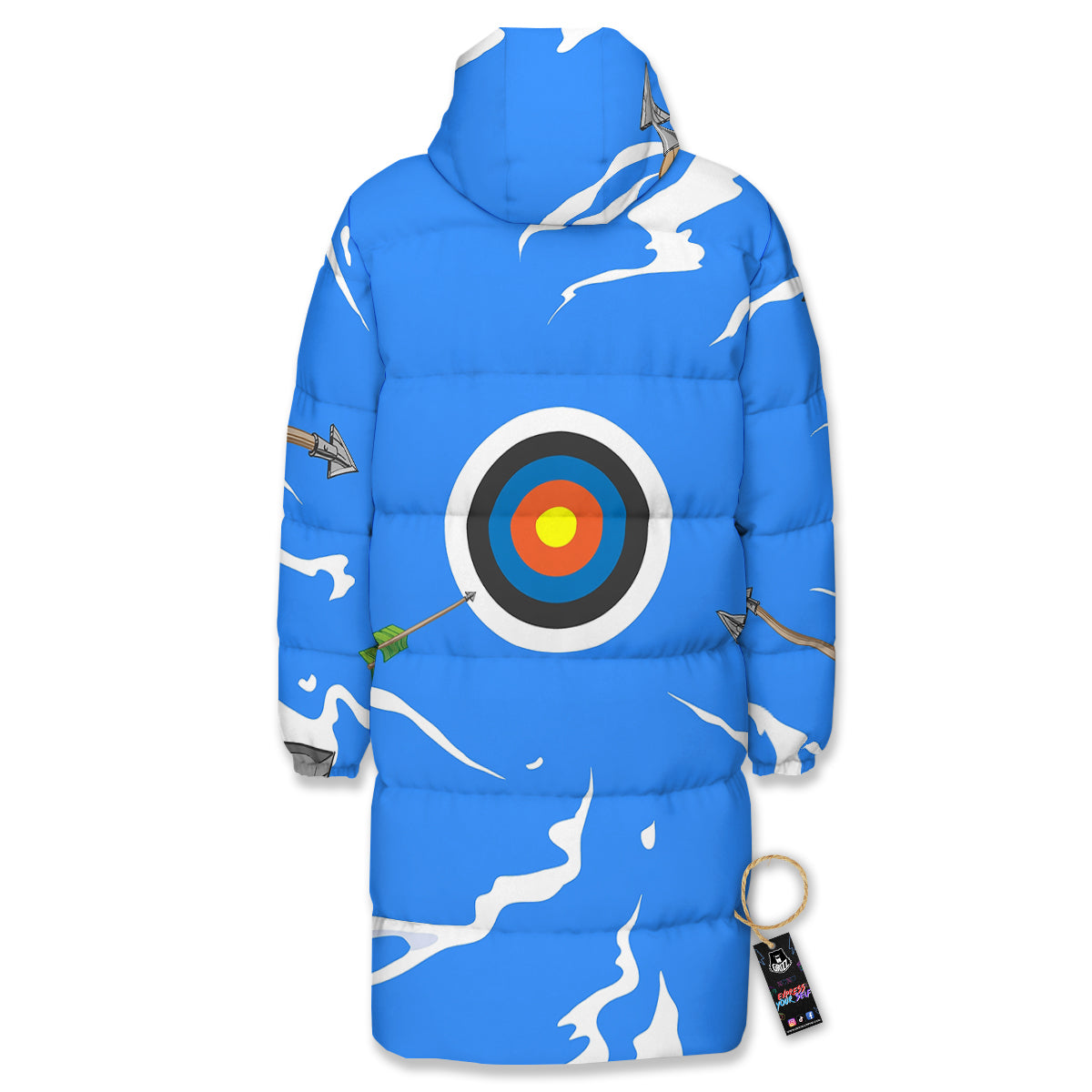 Arrows Are Casting At The Target Print Long Down Jacket-grizzshop