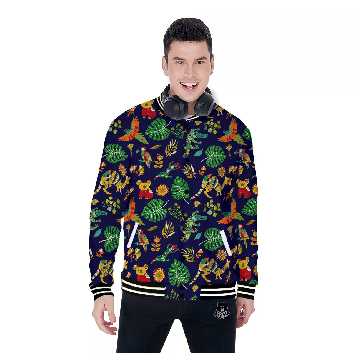 Art Australian Aboriginal Print Baseball Jacket-grizzshop