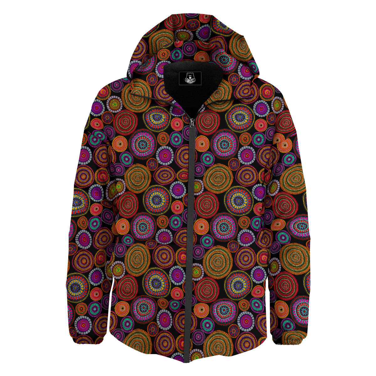 Art Australian Aboriginal Print Pattern Down Jacket-grizzshop