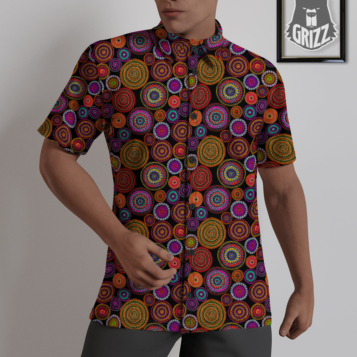 Art Australian Aboriginal Print Pattern Untucked Shirts-grizzshop