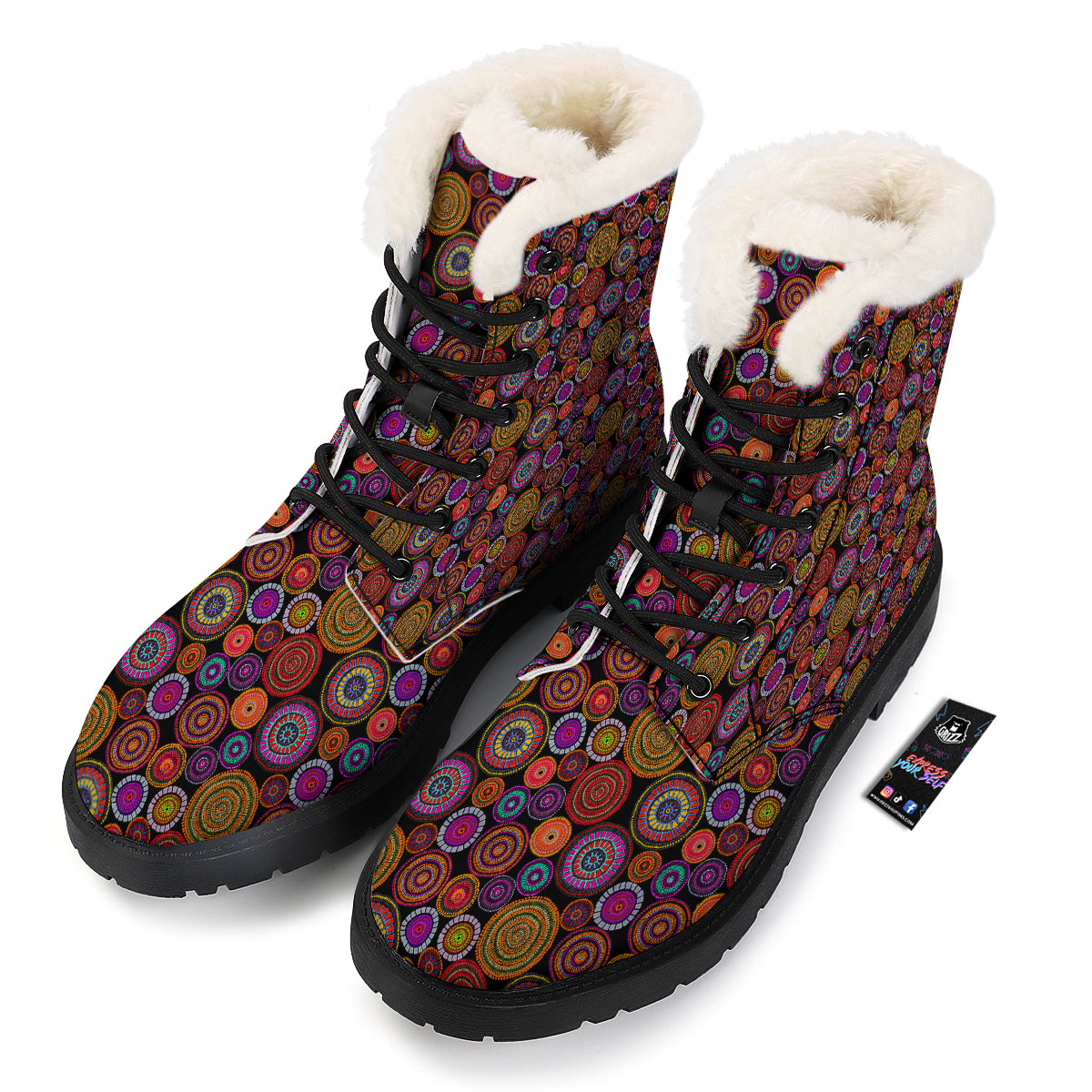 Art Australian Aboriginal Print Pattern Winter Boots-grizzshop