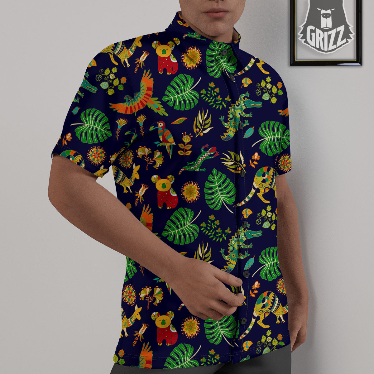 Art Australian Aboriginal Print Untucked Shirts-grizzshop