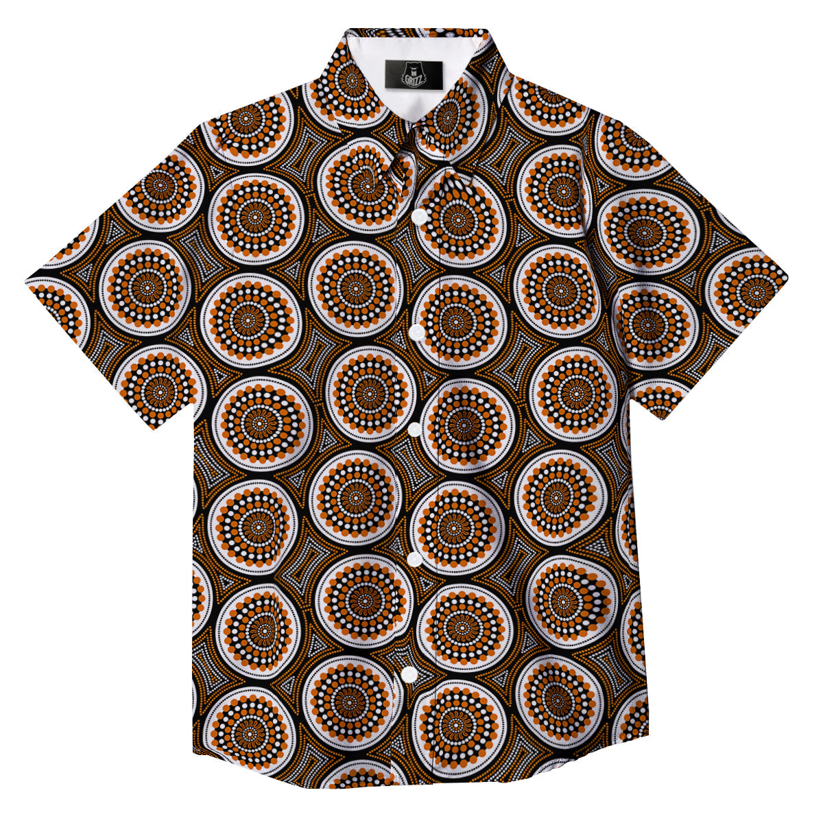 Art Dot Aboriginal Print Pattern Button Up Shirt-grizzshop