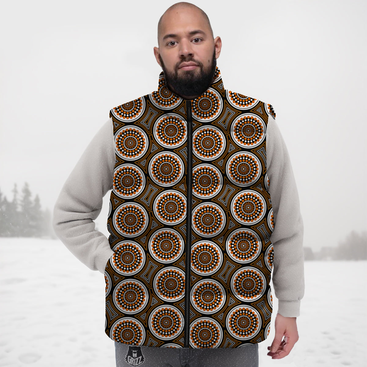 Art Dot Aboriginal Print Pattern Down Vest