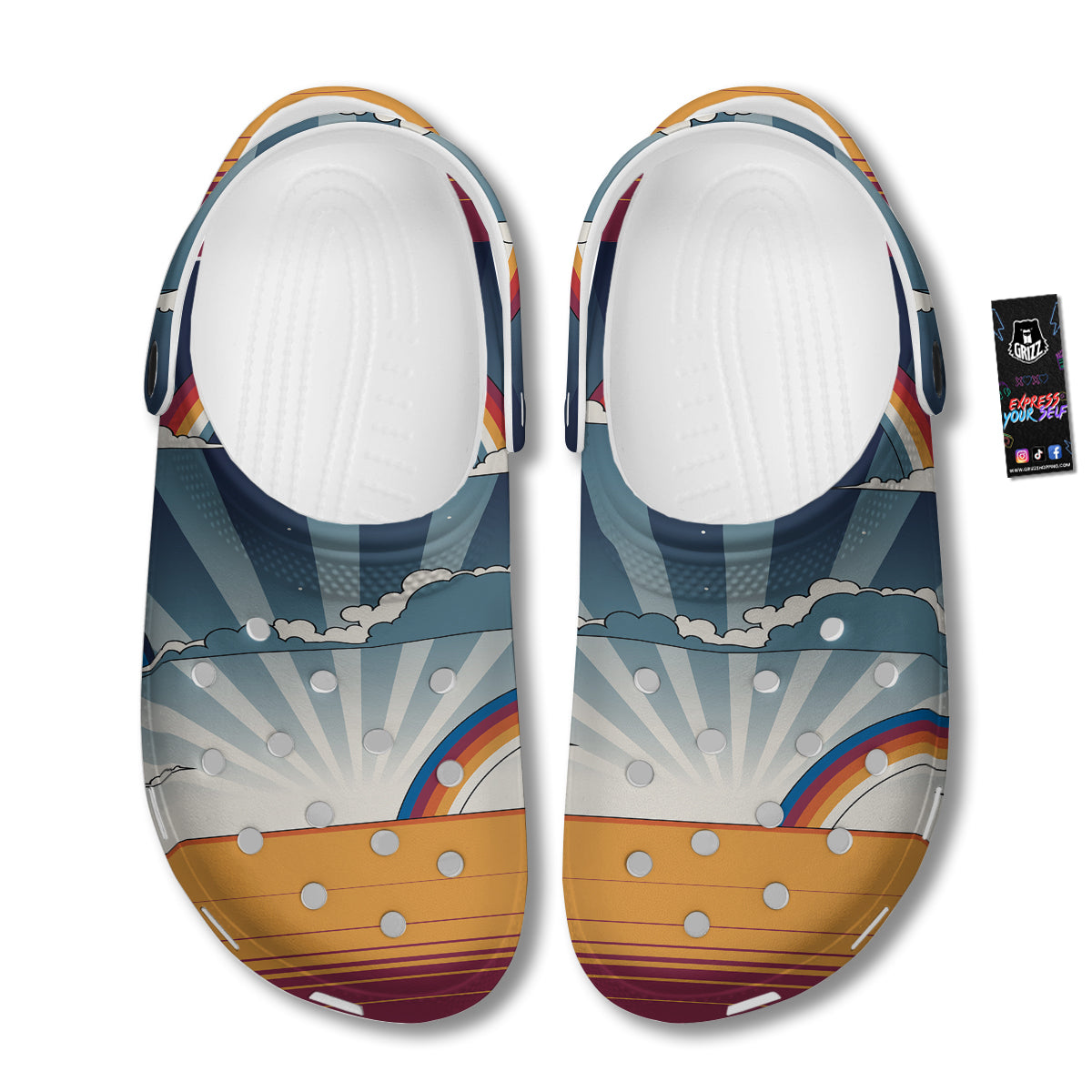 Art Style Hippie 1960s Print Clog-grizzshop
