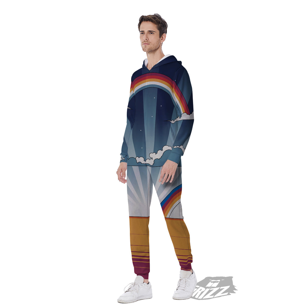 Art Style Hippie 1960s Print Men's Jumpsuit-grizzshop