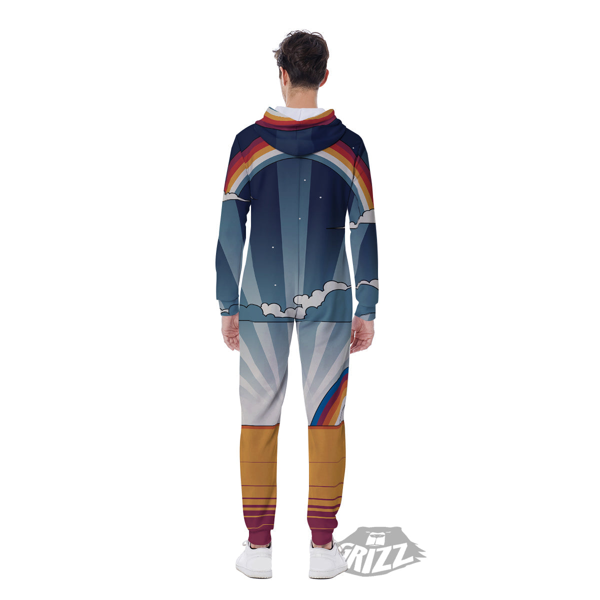 Art Style Hippie 1960s Print Men's Jumpsuit-grizzshop
