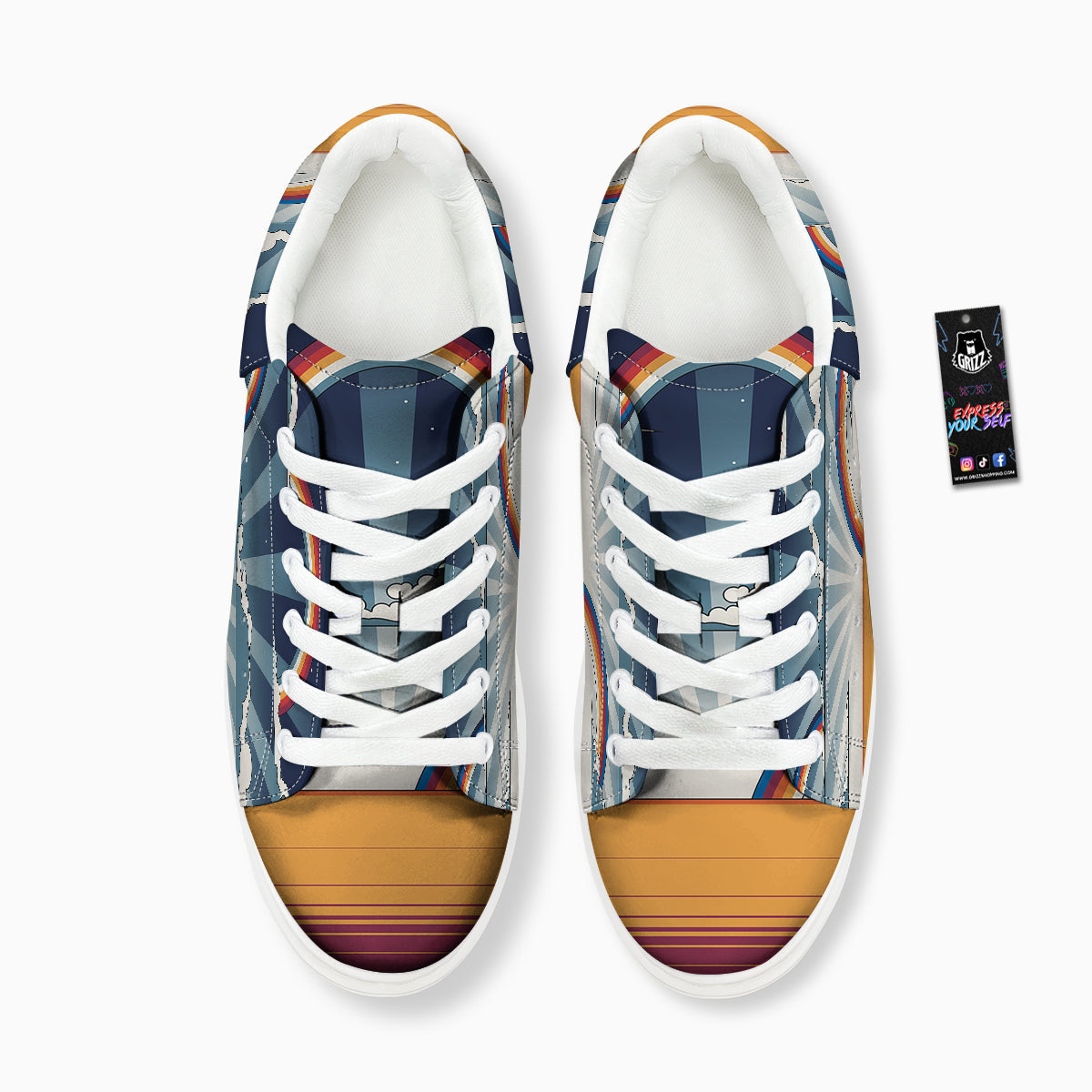 Art Style Hippie 1960s Print Platform Shoes-grizzshop