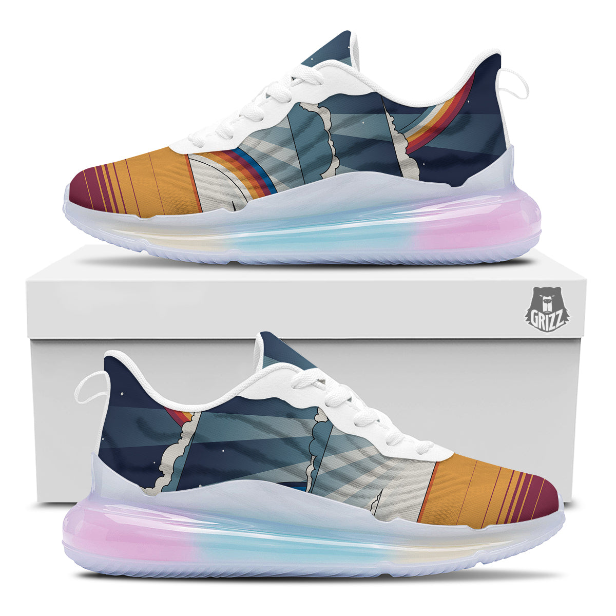 Art Style Hippie 1960s Print Running Sneakers-grizzshop