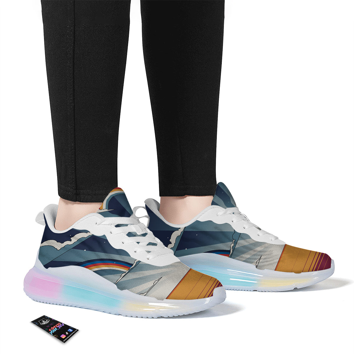 Art Style Hippie 1960s Print Running Sneakers-grizzshop