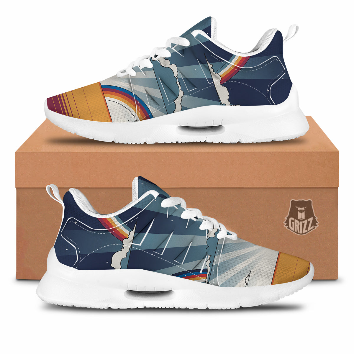 Art Style Hippie 1960s Print Tennis Shoes-grizzshop