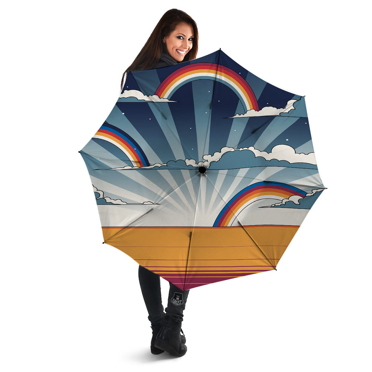 Art Style Hippie 1960s Print Umbrella-grizzshop