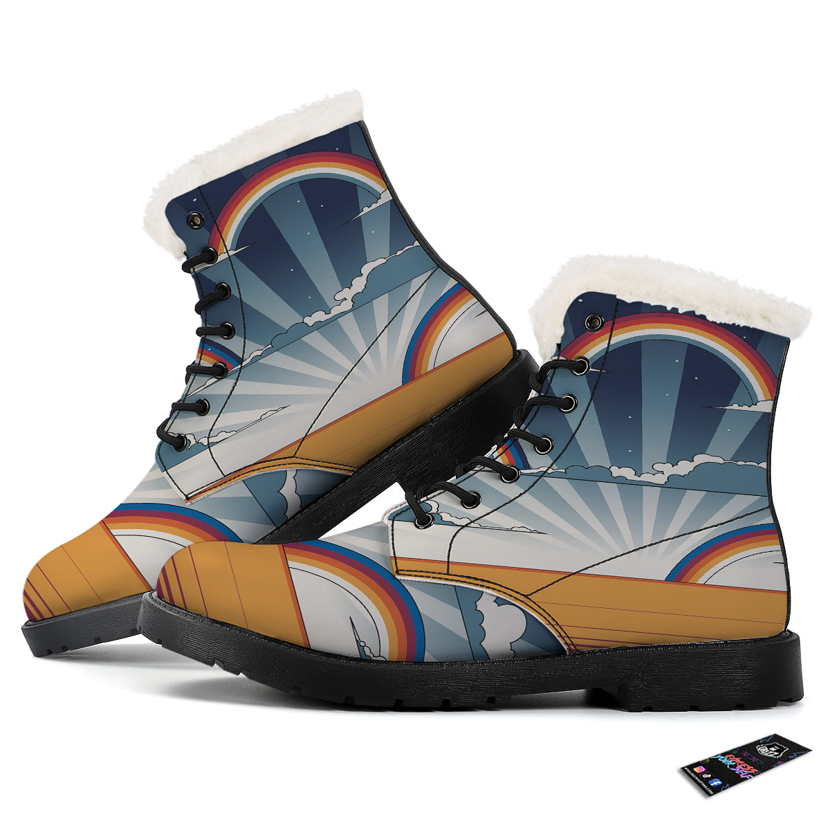 Art Style Hippie 1960s Print Winter Boots-grizzshop