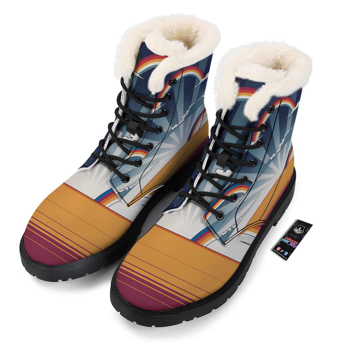 Art Style Hippie 1960s Print Winter Boots-grizzshop