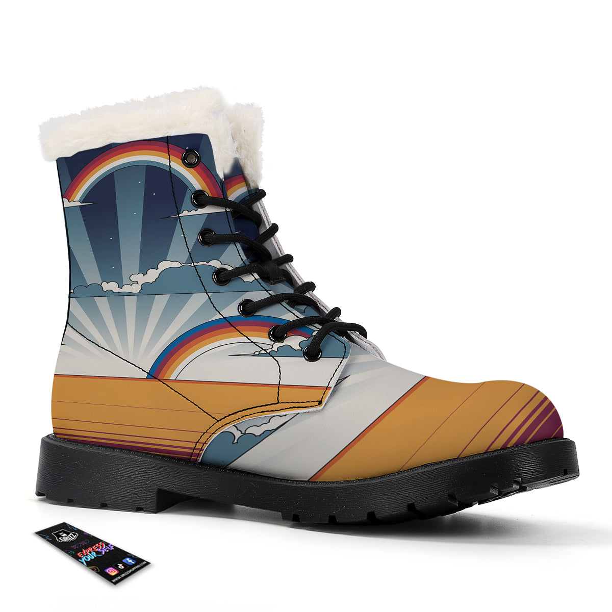 Art Style Hippie 1960s Print Winter Boots-grizzshop