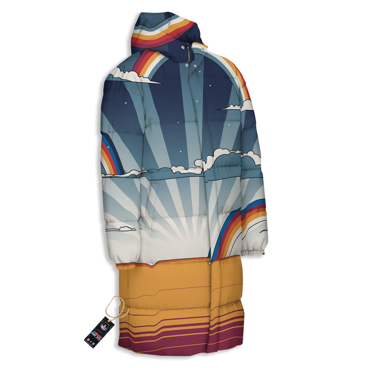 Art Style Hippie 1960s Print Long Down Jacket
