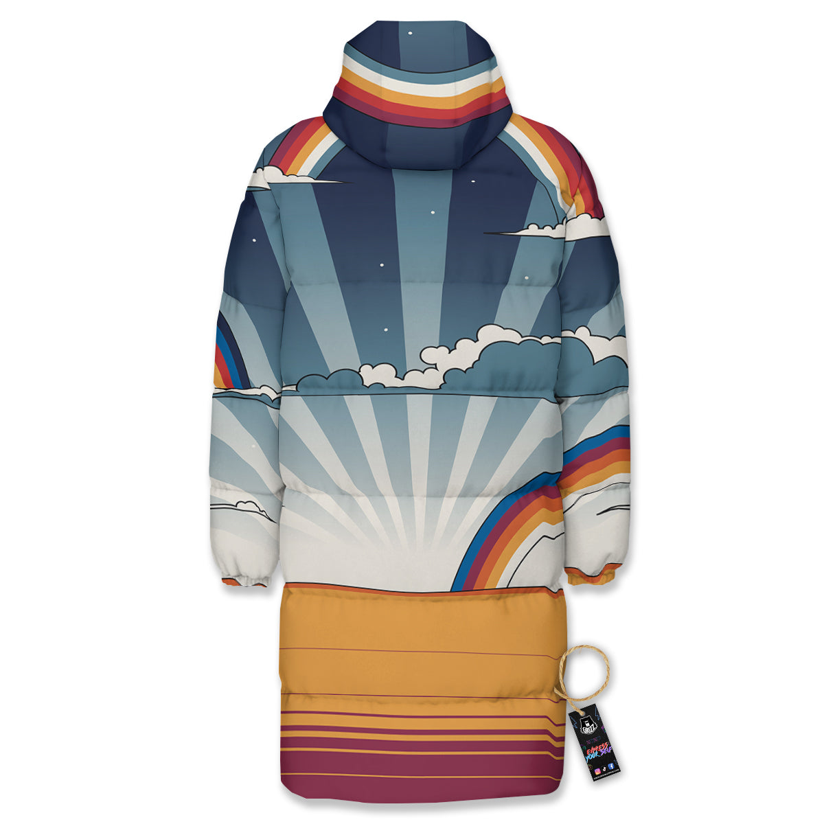 Art Style Hippie 1960s Print Long Down Jacket