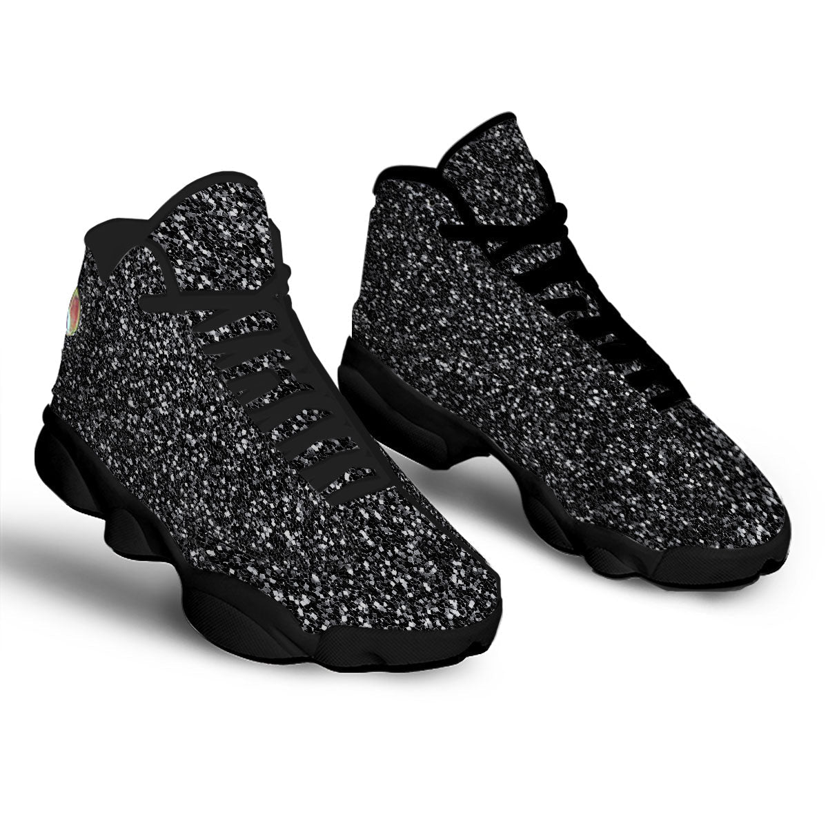 Artwork Black Glitter Print Black Basketball Shoes-grizzshop