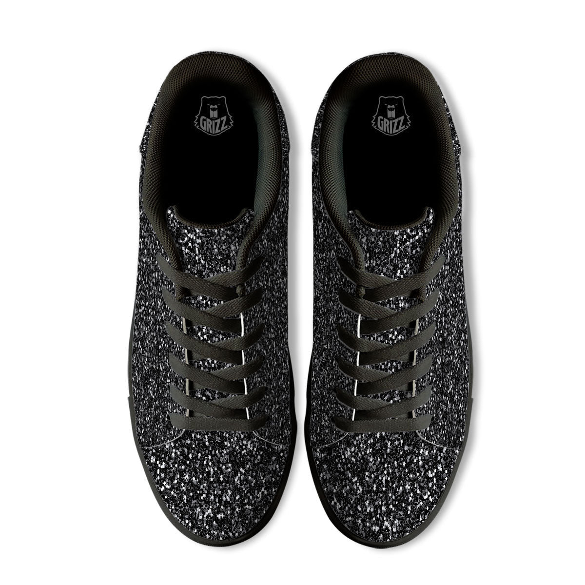 Artwork Black Glitter Print Black Low Top Sneakers-grizzshop