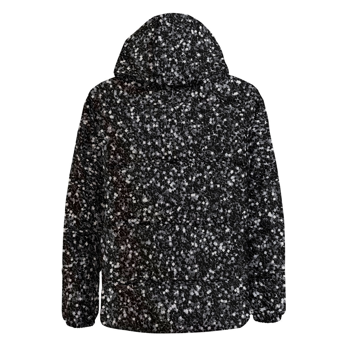Artwork Black Glitter Print Down Jacket-grizzshop