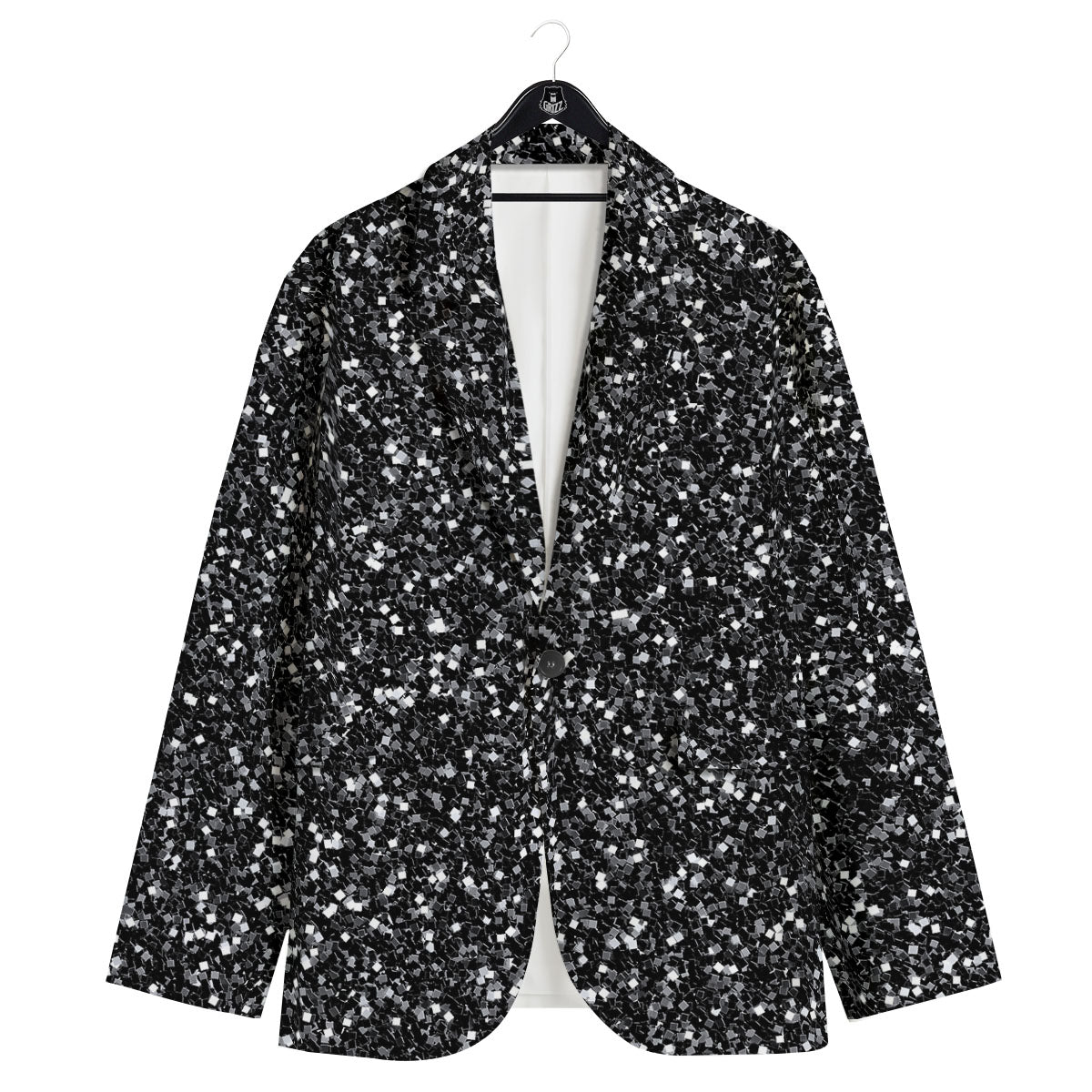 Artwork Black Glitter Print Men's Sport Coat-grizzshop