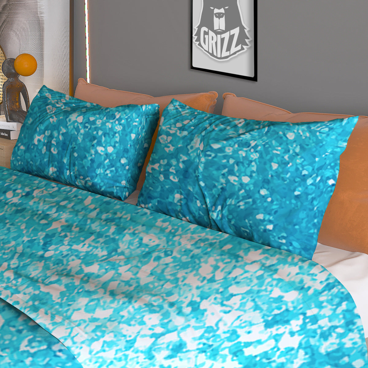 Argyle Black And Grey Print Pattern Duvet Cover Bedding Set
