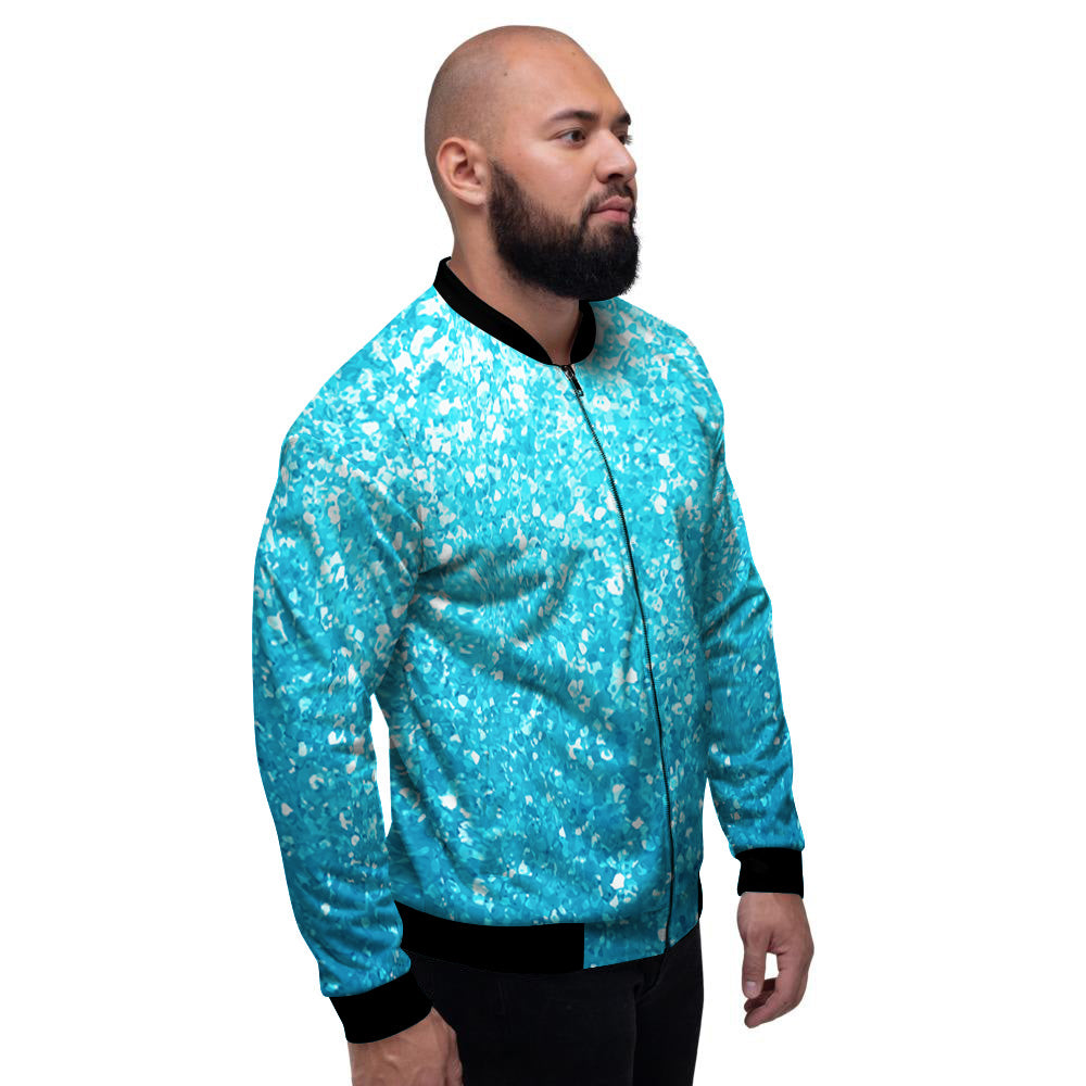 Artwork Blue Glitter Print Men's Bomber Jacket-grizzshop